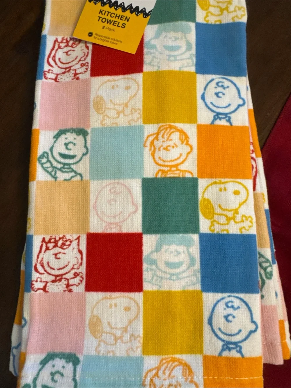 Peanuts snoopy Multicolor Checkered Kitchen Towel